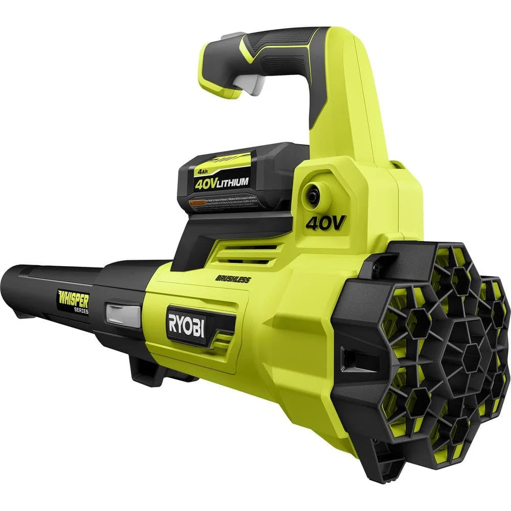 40V Brushless 125 MPH 550 CFM Cordless Battery Whisper Series Jet Fan Blower with 4.0 Ah Battery and Charger RY40470