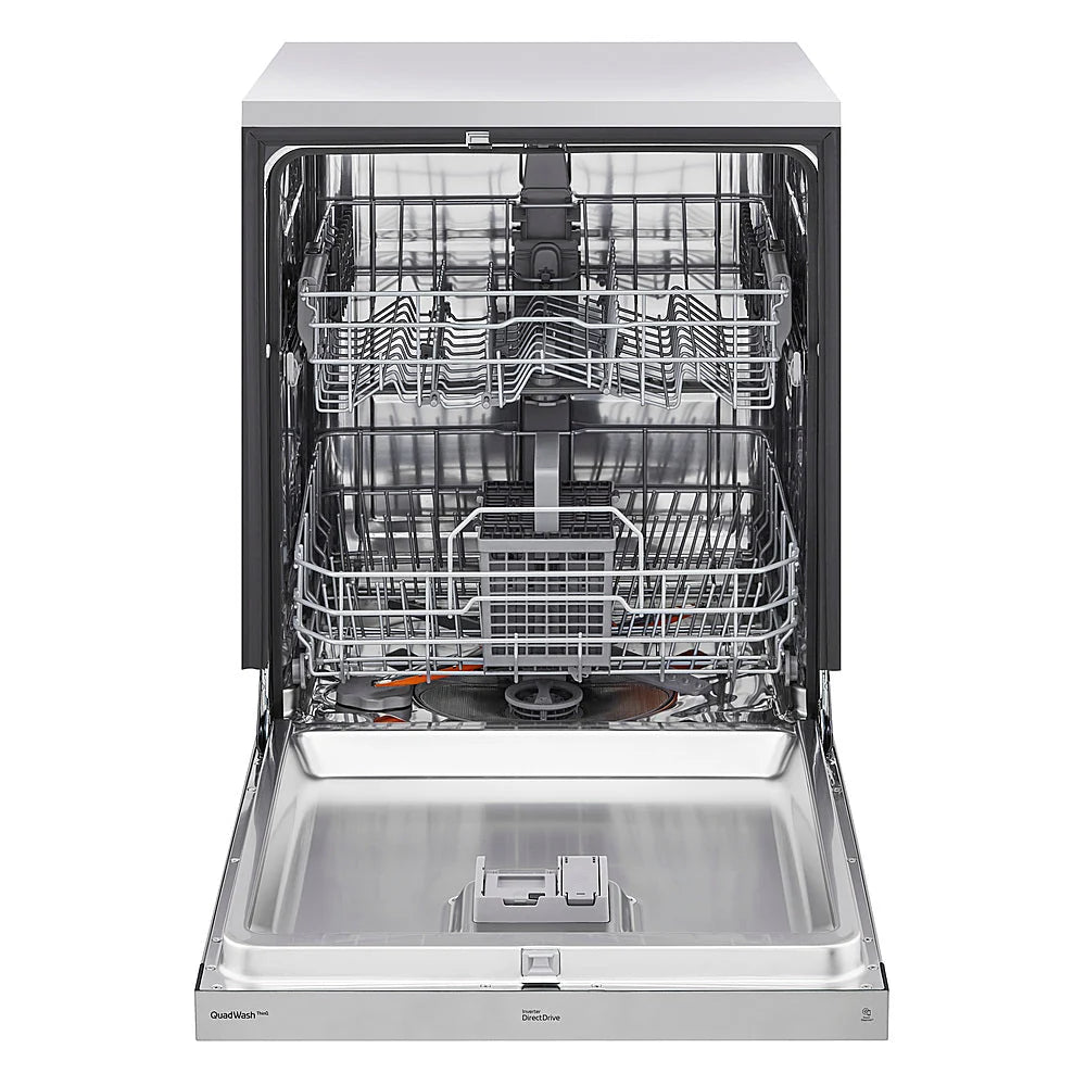 LG - 24 Front Control Dishwasher with Stainless Steel Tub, WiFi, QuadWash, and 48dB - Stainless steel