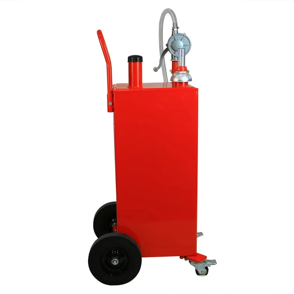 30 Gallon Gas Caddy Tank Storage Drum Gasoline Diesel Fuel Transfer with Universal Wheel Red