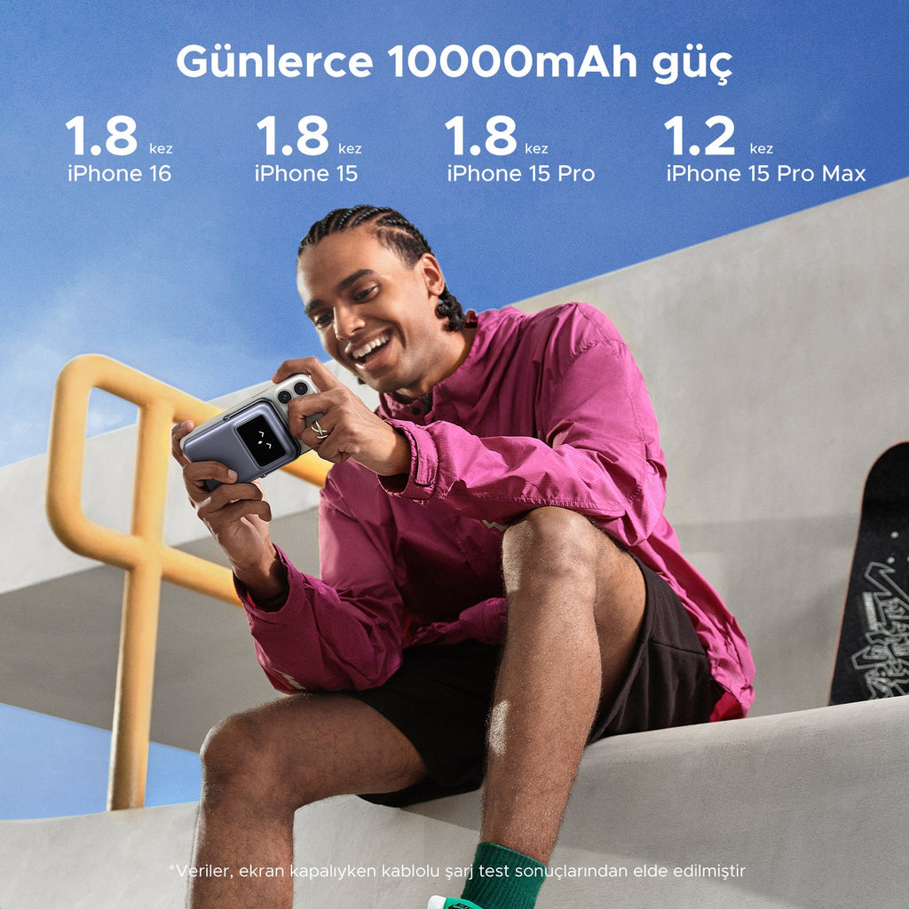 UGREEN Uno Manyetik Kablosuz Powerbank 10000mAh Qi 20W (Gri)