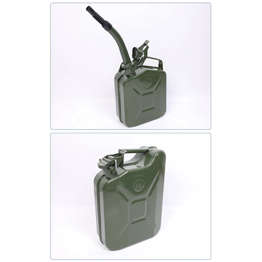 MoreChioce 10L Green Metal Jerry Can Store Container with Fixed Spout for Petrol Oil Water Alcohol