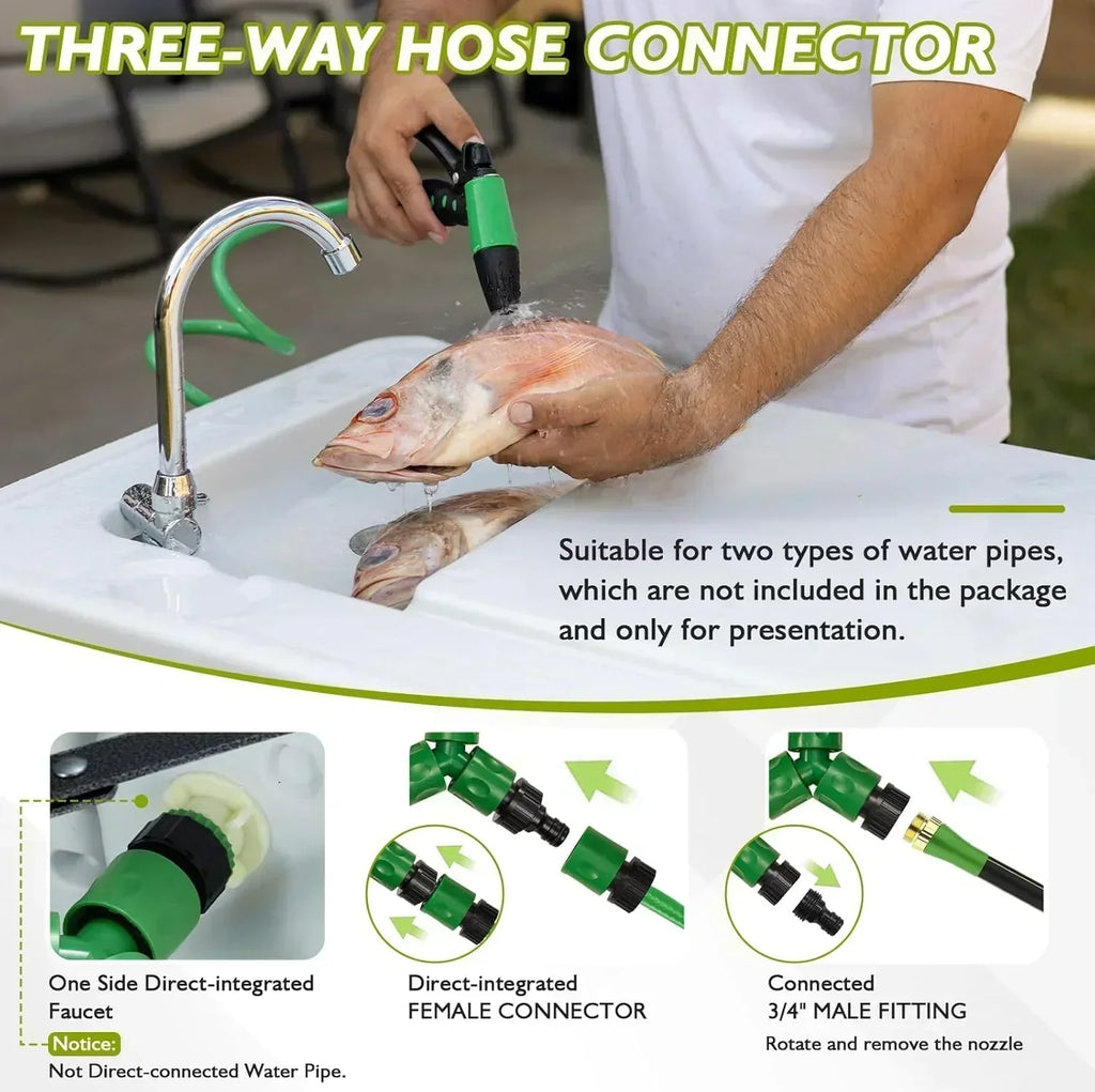 Folding Fish Cleaning Table Portable Camping Sink Table Outdoor Fish Fillet Cleaning Station