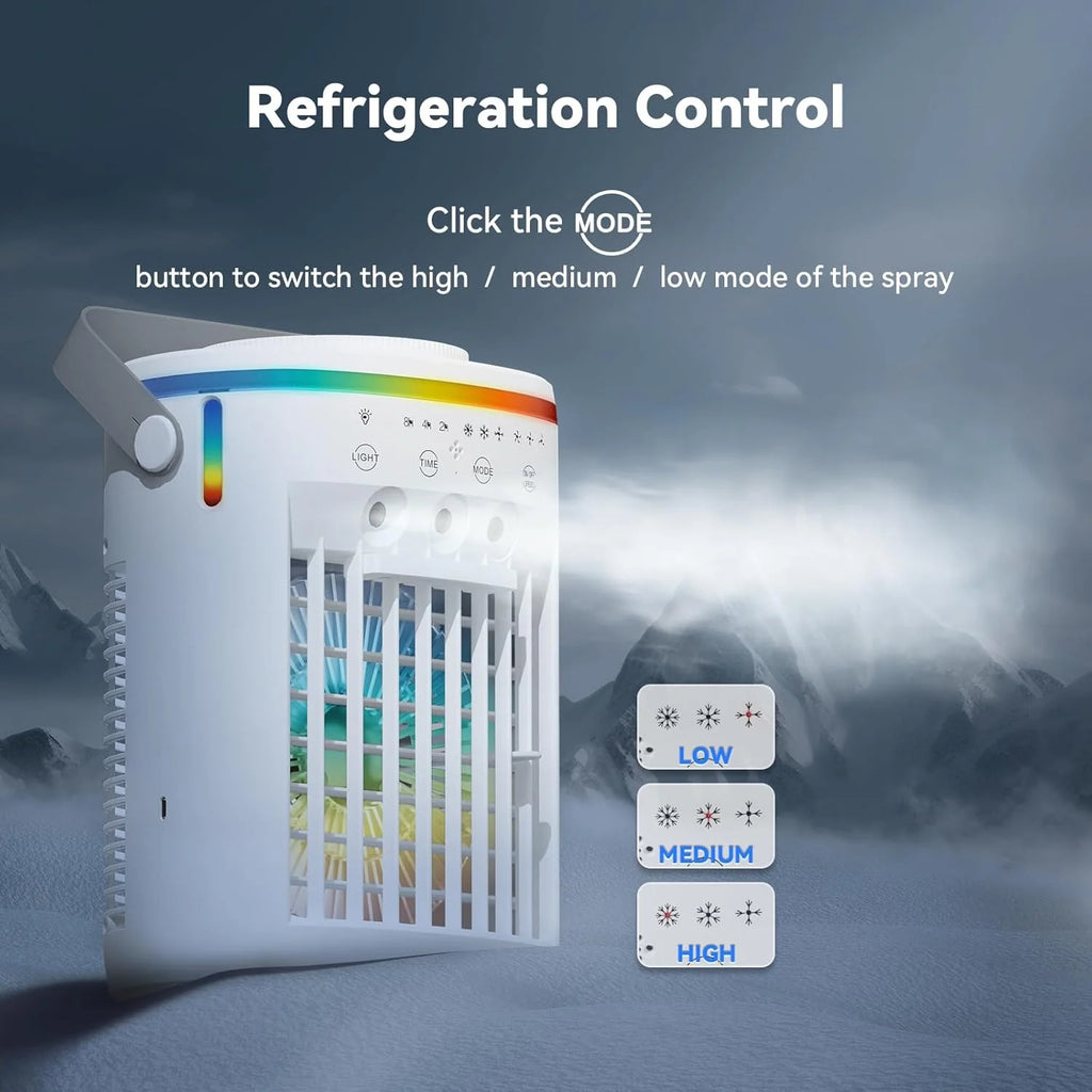 Portable Air Conditioner,Cooling Fan with 3 Speeds &3 Modes,2-8H Timer,1000ml Water Tank, Remote Control,4 in 1 Humidifier, Air Conditioner,Fan,Night Light,Evaporative Air Cooler for Home,Office