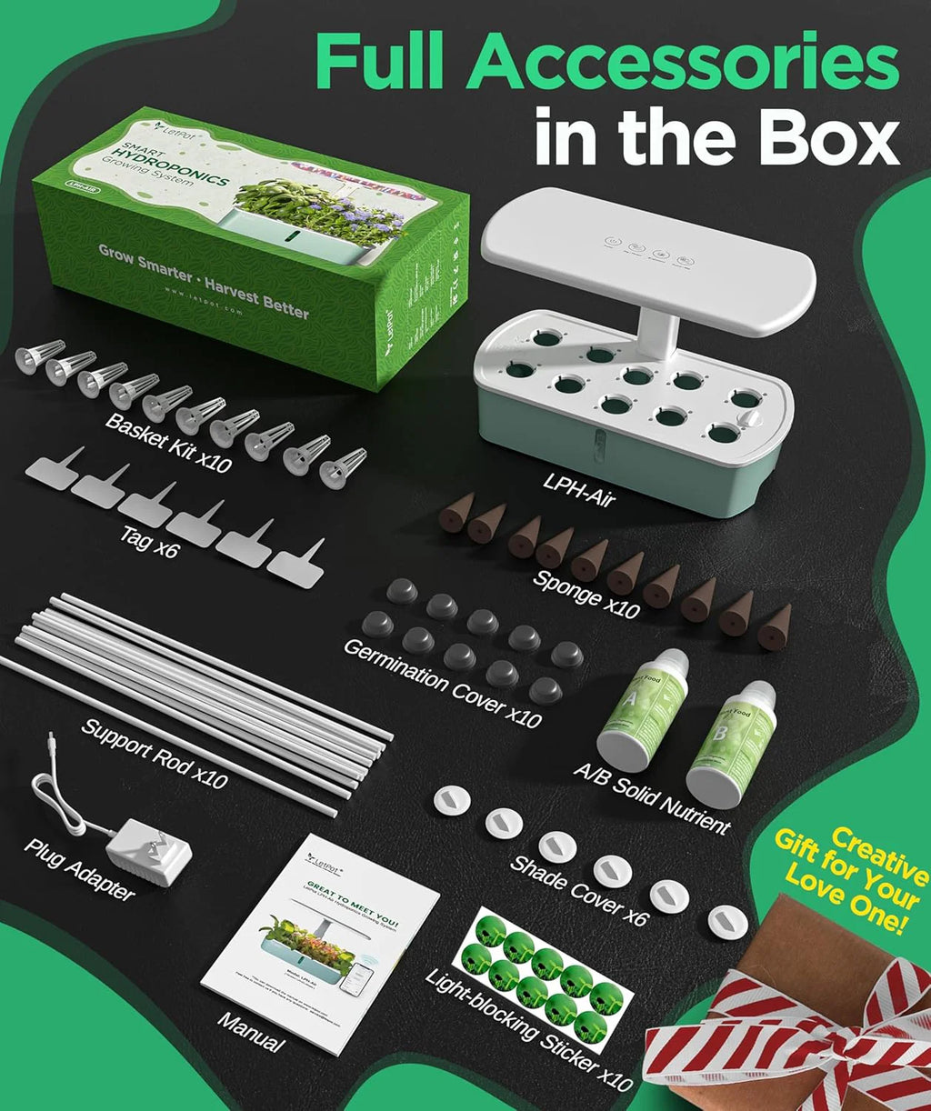 Hydroponic Planting System Kit, App and WiFi Controlled Smart Indoor Garden with 24W Full Spectrum Grow Light