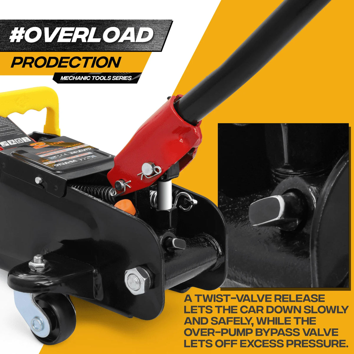M-AUTO 3PC Jack & Stands Set Heavy Duty Manual Floor Jack with 2 Jack Stands, 2 Ton Capacity Trolley (4,000 lb), Black