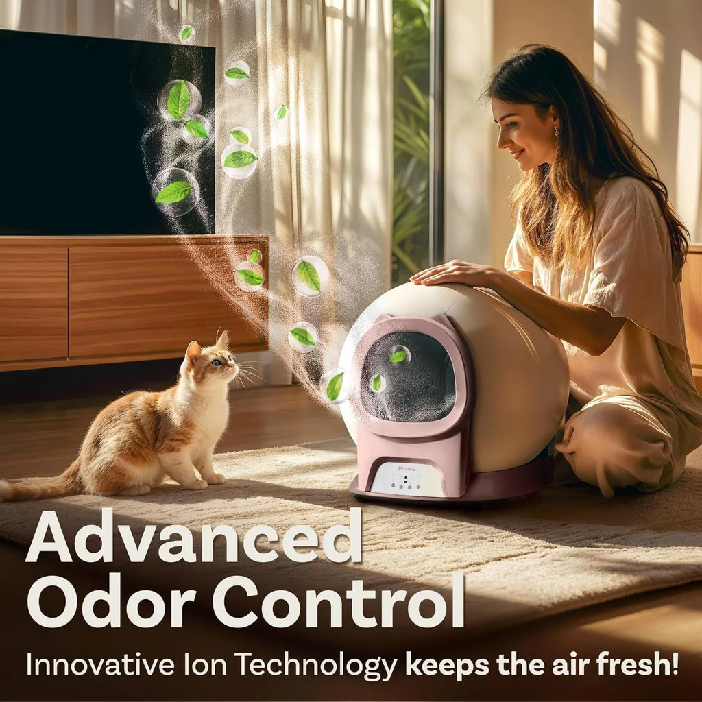 Self Cleaning Litter Box with Auto Safety Sensors for Multiple Cats - Automatic Cat Litter Box Self-Cleaning - Covered Odor Removal with APP Control - Compatible On All WiFi