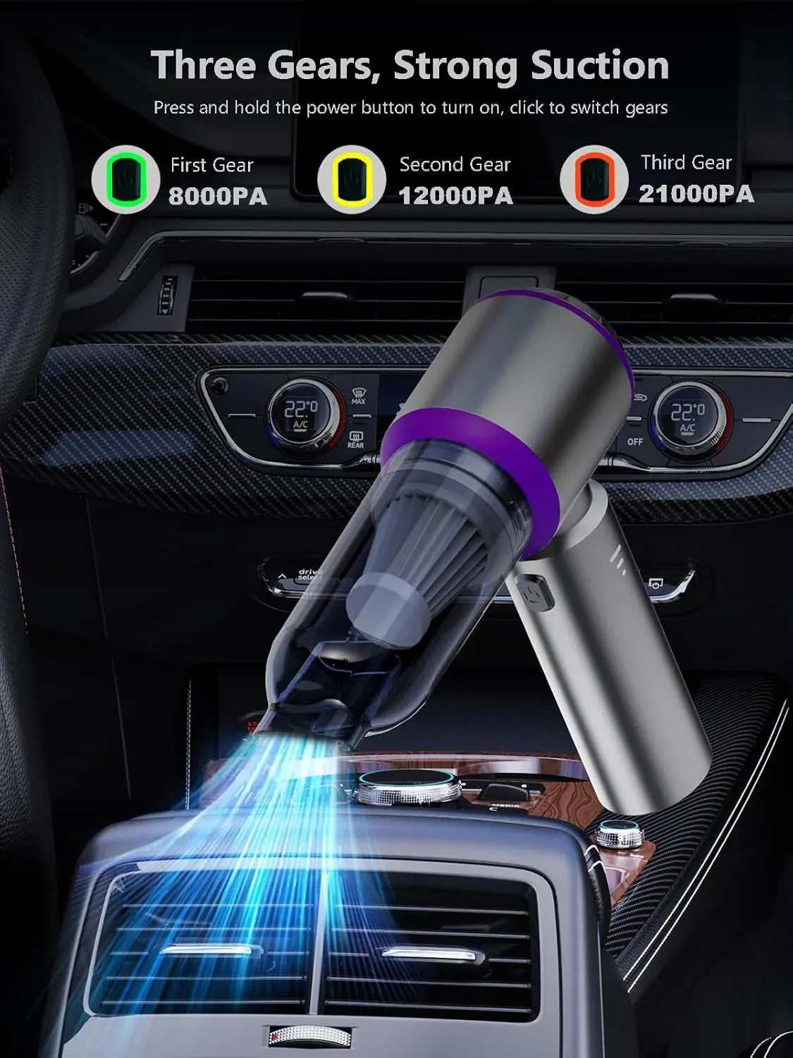 Vacuum/Air Duster 80,000RPM Super Power Mini Car Vacuum Cleaner 4-in-1 air Blower Gun Air Duster & Air Blower & Pump Hand Electric air Duster Handheld dust Blower Blower Cordless (Purple)