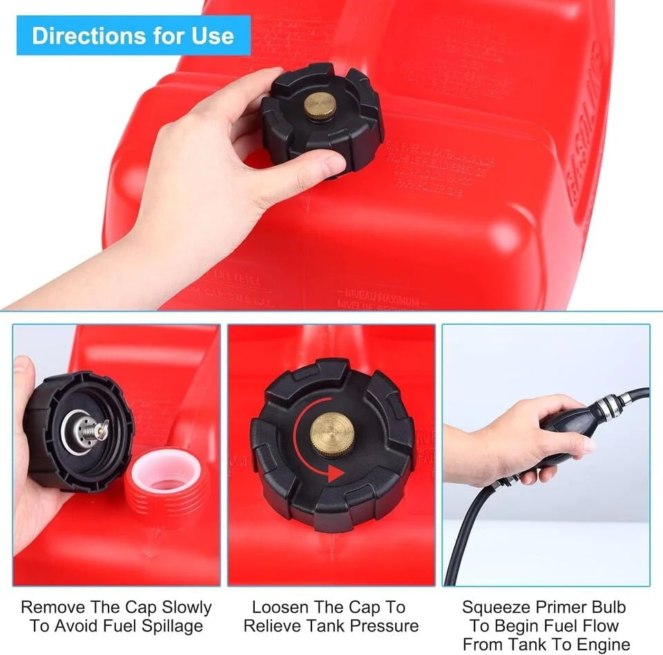 Portable Boat Marine Fuel Tank Outboard Motor w/ Line Hose Connector 3 Gallon 12L