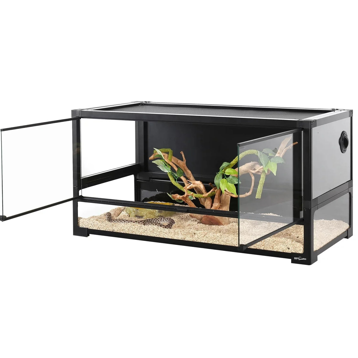 REPTI ZOO 40 Gallon Tempered Glass Reptile Large Terrarium Tank Reptile Terrarium 36x18x18, Easy Folding