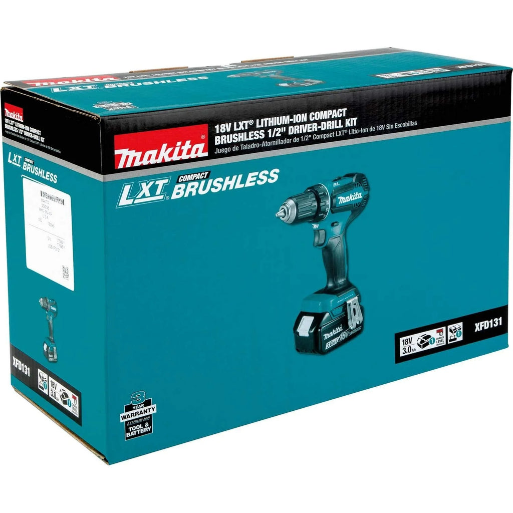 Makita XFD131 18V LXTu00ae Lithium-Ion Brushless Cordless 1/2 Driver-Drill Kit (3.0Ah)