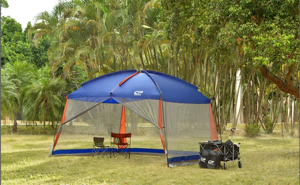 CAMPROS Screen House Room 12' x 10' Canopy Tent Sun Shelter, Blue