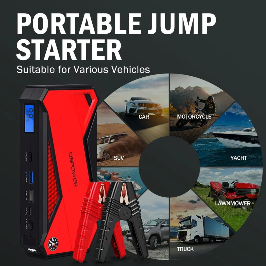 DBPOWER 800A Peak 18000mAh Portable Car Jump Starter Portable Battery Booster