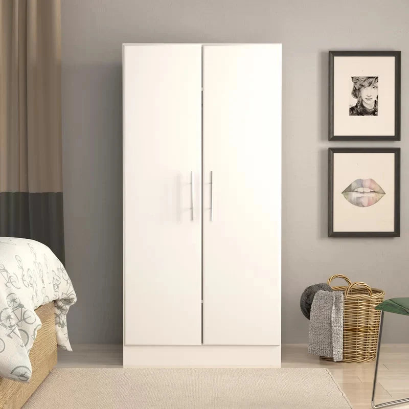 Prepac Elite 2 Door Wardrobe Cabinet， 32 W x 65 H x 20 D， White