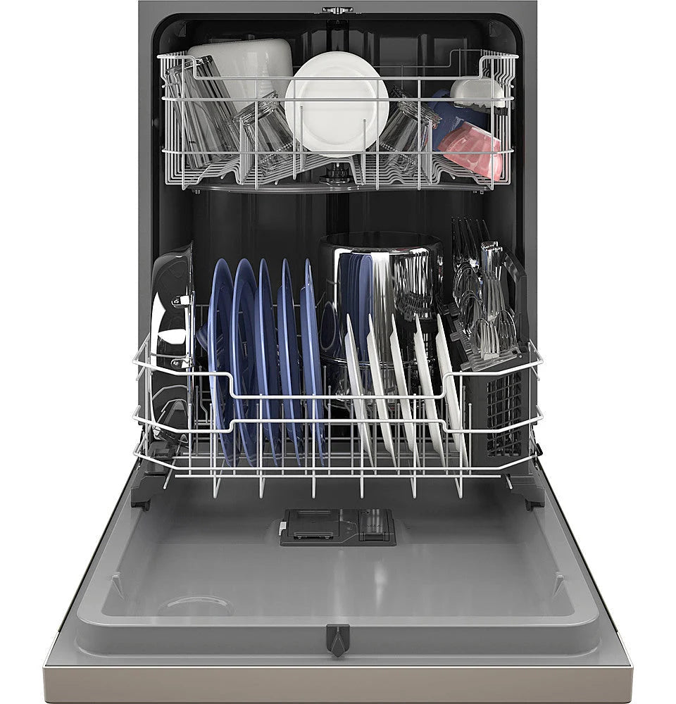 GE - Front Control Built-In Dishwasher, 52 dBA - Slate