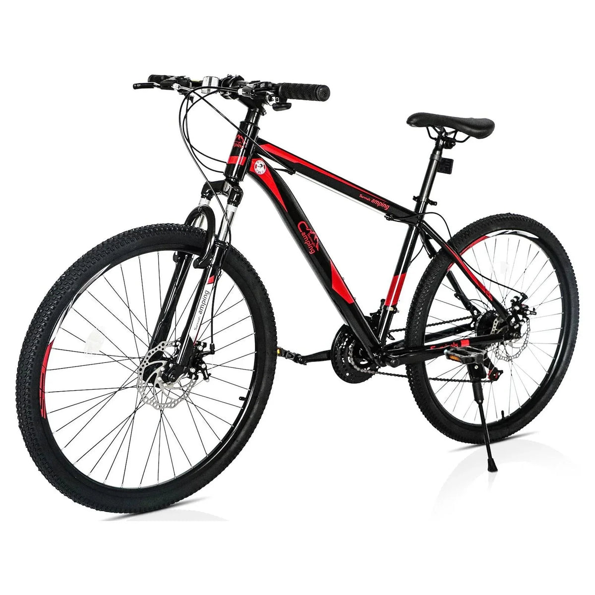 CamPingSurvivals 26 Lightweight Explorer Mountain Bike, for Men and Women Exercise Fitness, 21-Speed, Red/Black
