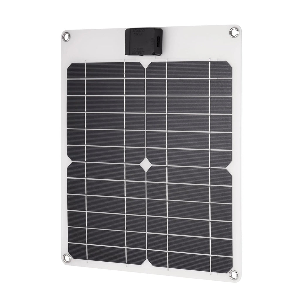 moobody 15W*2 5V/12V Solar Panel Car Battery with USB Chain Output Ports Portable Waterproof Trickle Battery & Maintainer for Car Boat Automotive RV Phones, Laptop Camera, 5V Devic