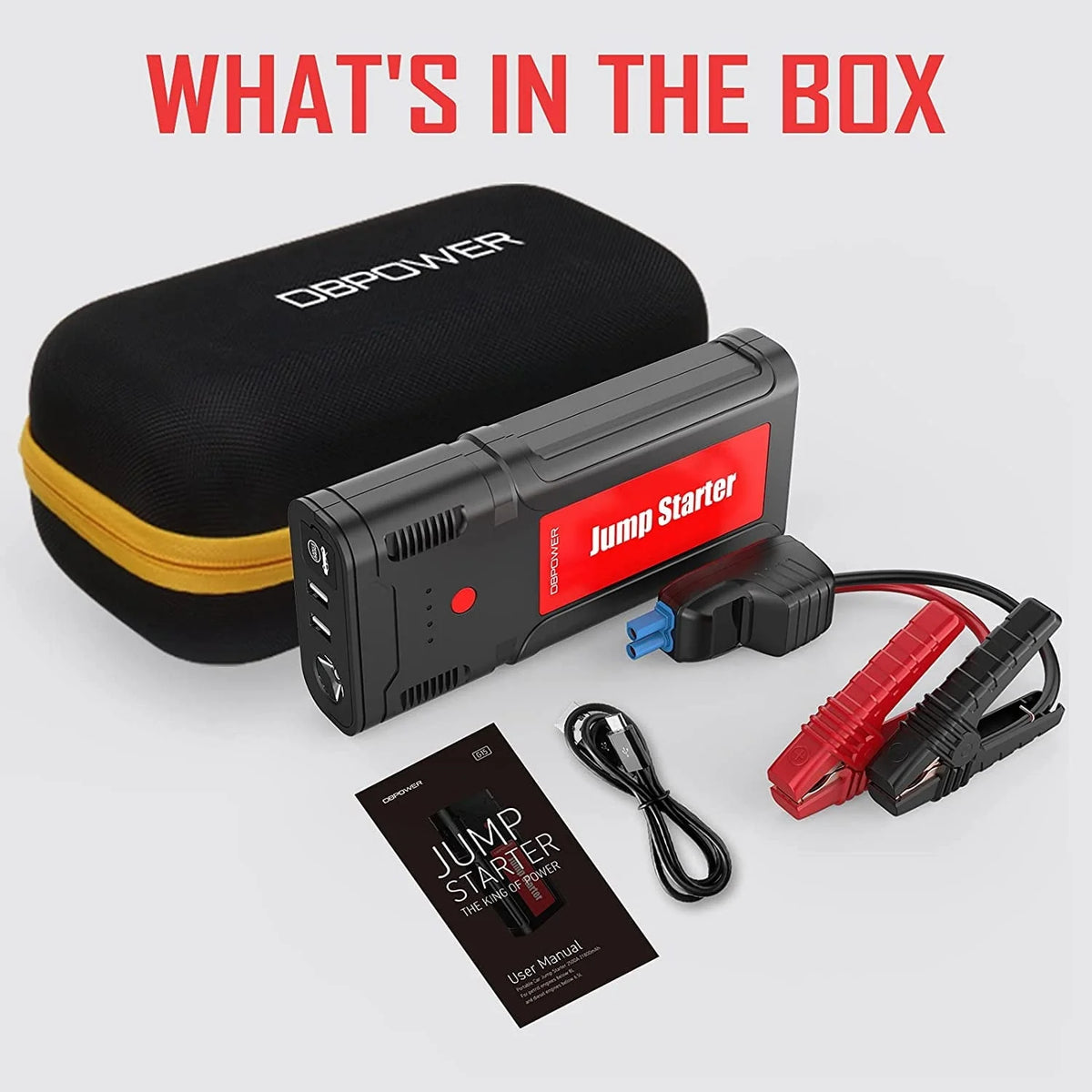 DBPOWER G15 Portable Car Battery Jump Starter 12V 2500A 21800mAh Auto Battery Booster 8.0L Gasoline/6.5L Diesel Engines