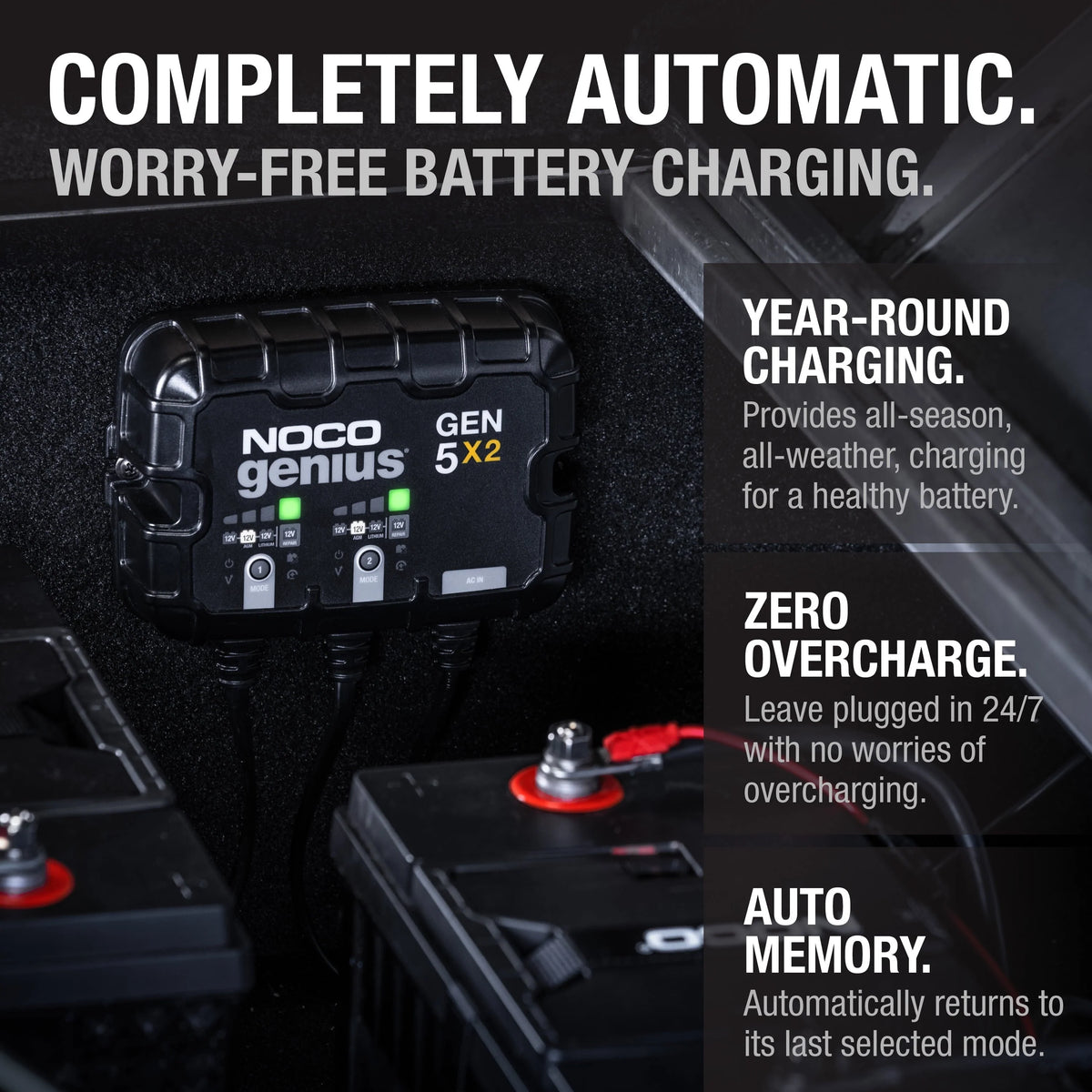 NOCO Genius GEN5X2 2-Bank 10A (5A/Bank) 12V Onboard Battery Charger
