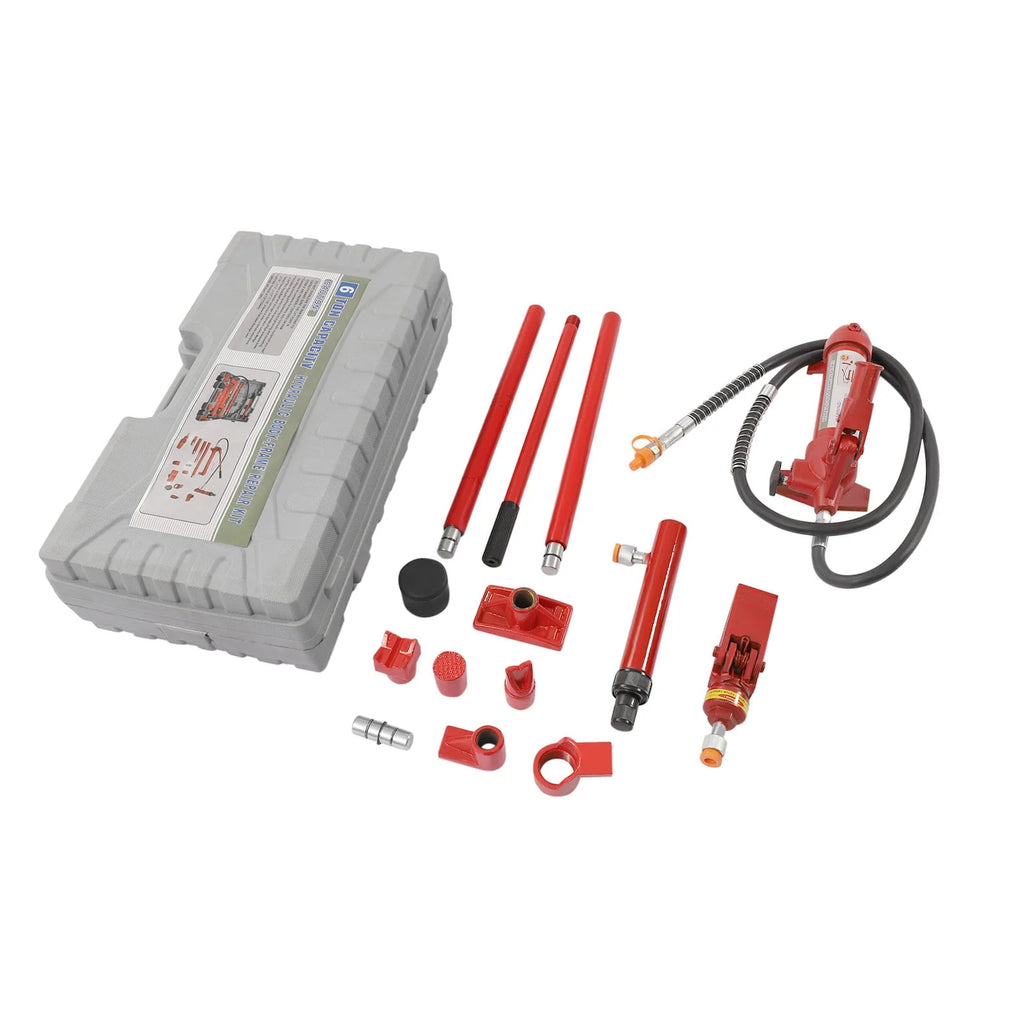 Miumaeov 6 Ton Porta Power Kit, 72 in Oil Hose Hydraulic Car Jack Ram 4.92 inch Lifting Height Autobody Frame Repair Power Tools for Loadhandler Truck Bed Unloader Farm
