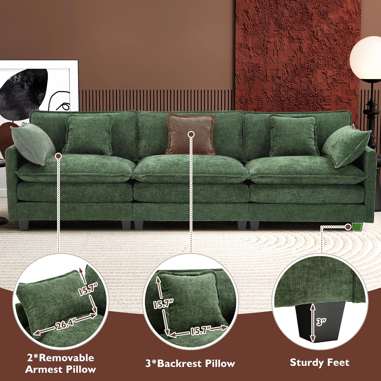 ihanherry 146-inch U-shaped modern sofa modular area cloud sofa