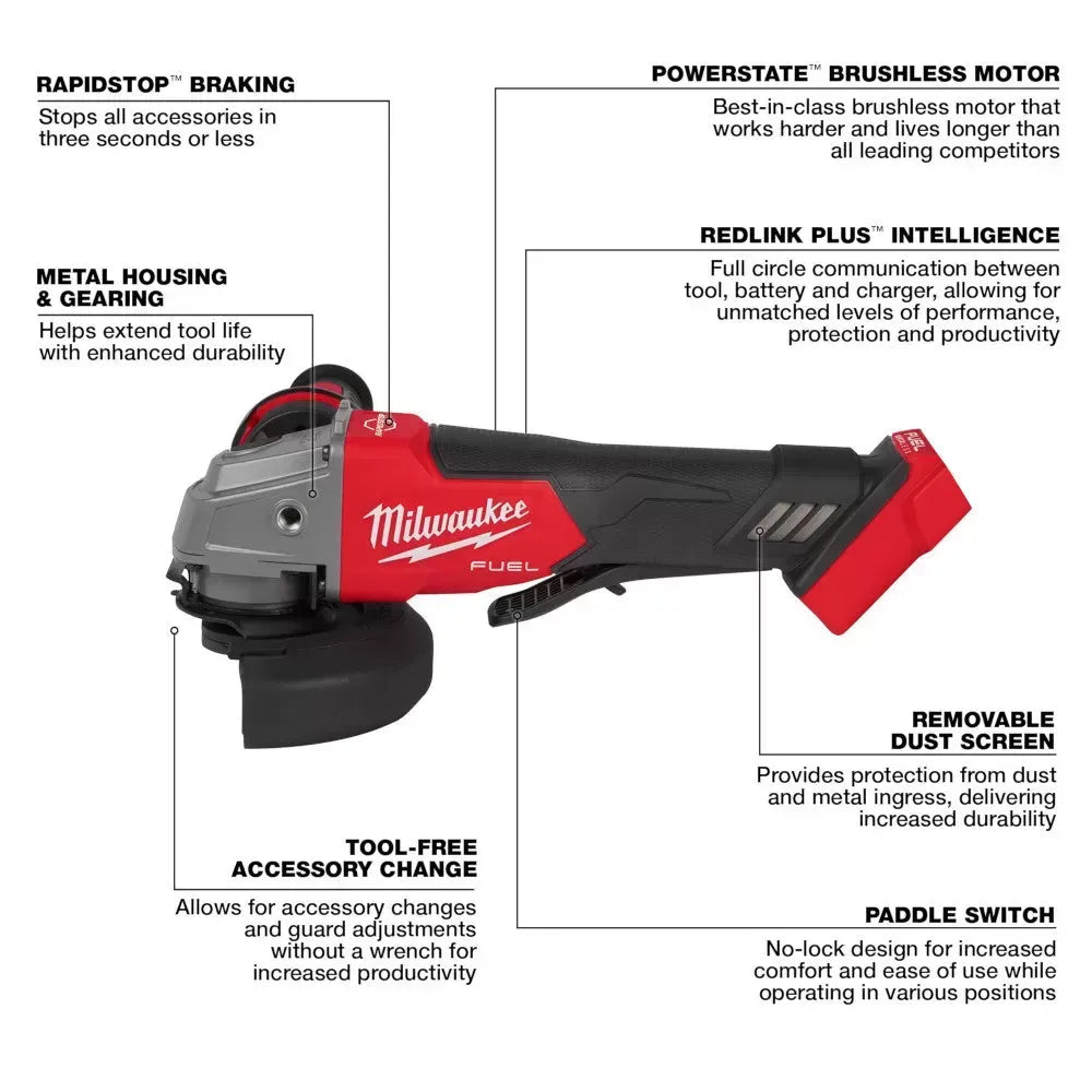 Milwaukee Pre-Sale 2912-20 M18 FUEL 18V 1 SDS Plus Rotary Hammer w/ 4-1/2 / 5 Grinder