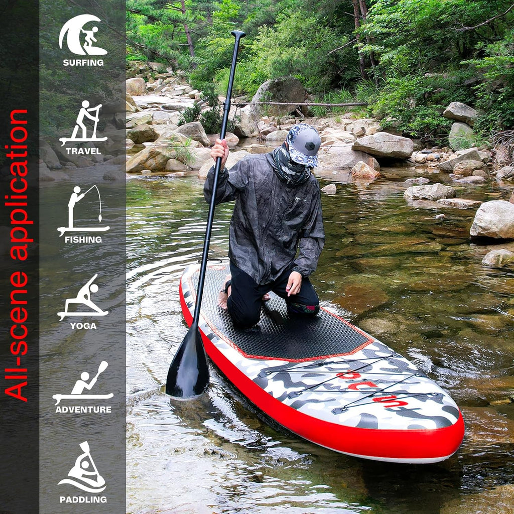 FunWater Inflatable Stand Up Paddle Board with Premium SUP Paddle Accessories, Non-Slip EVA Deck, 11'/10'6' Paddle