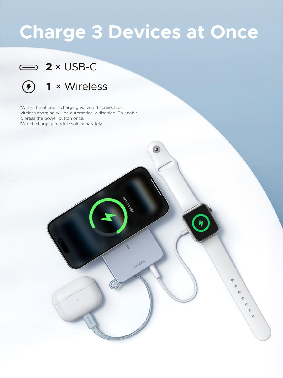 UGREEN MagFlow Power Bank Magnetic Wireless 10000mAh 25W