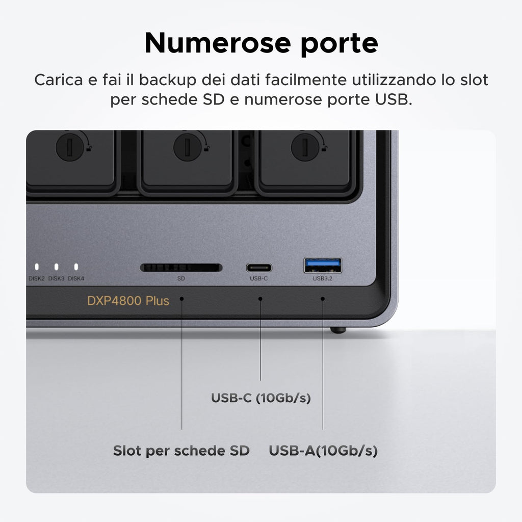 UGREEN NASync DXP4800 Plus, NAS desktop a 4 bay, CPU Intel Pentium Gold 8505 a 5 core