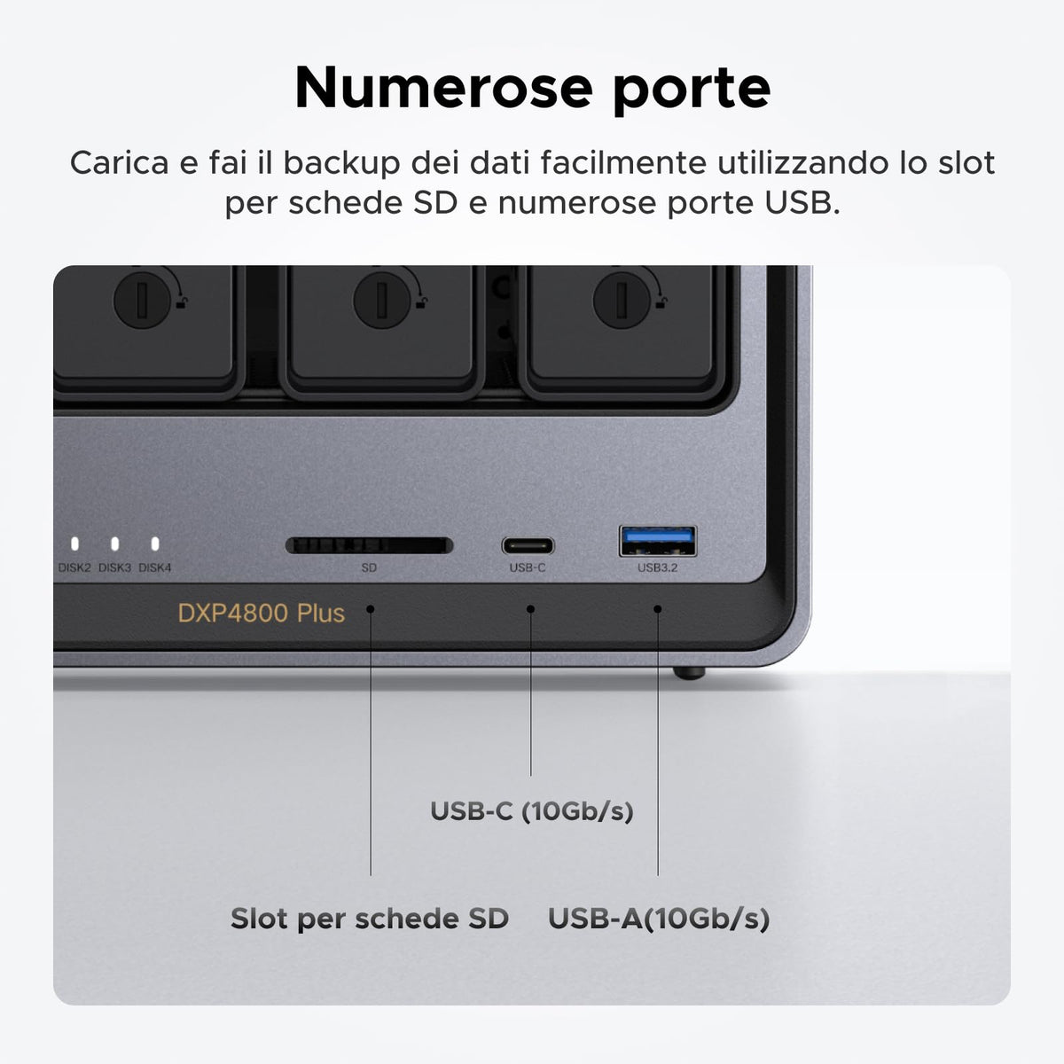 UGREEN NASync DXP4800 Plus, NAS desktop a 4 bay, CPU Intel Pentium Gold 8505 a 5 core