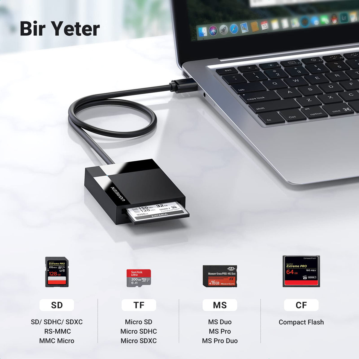 UGREEN 4’ü 1 Arada USB 3.0 Kart Okuyucu