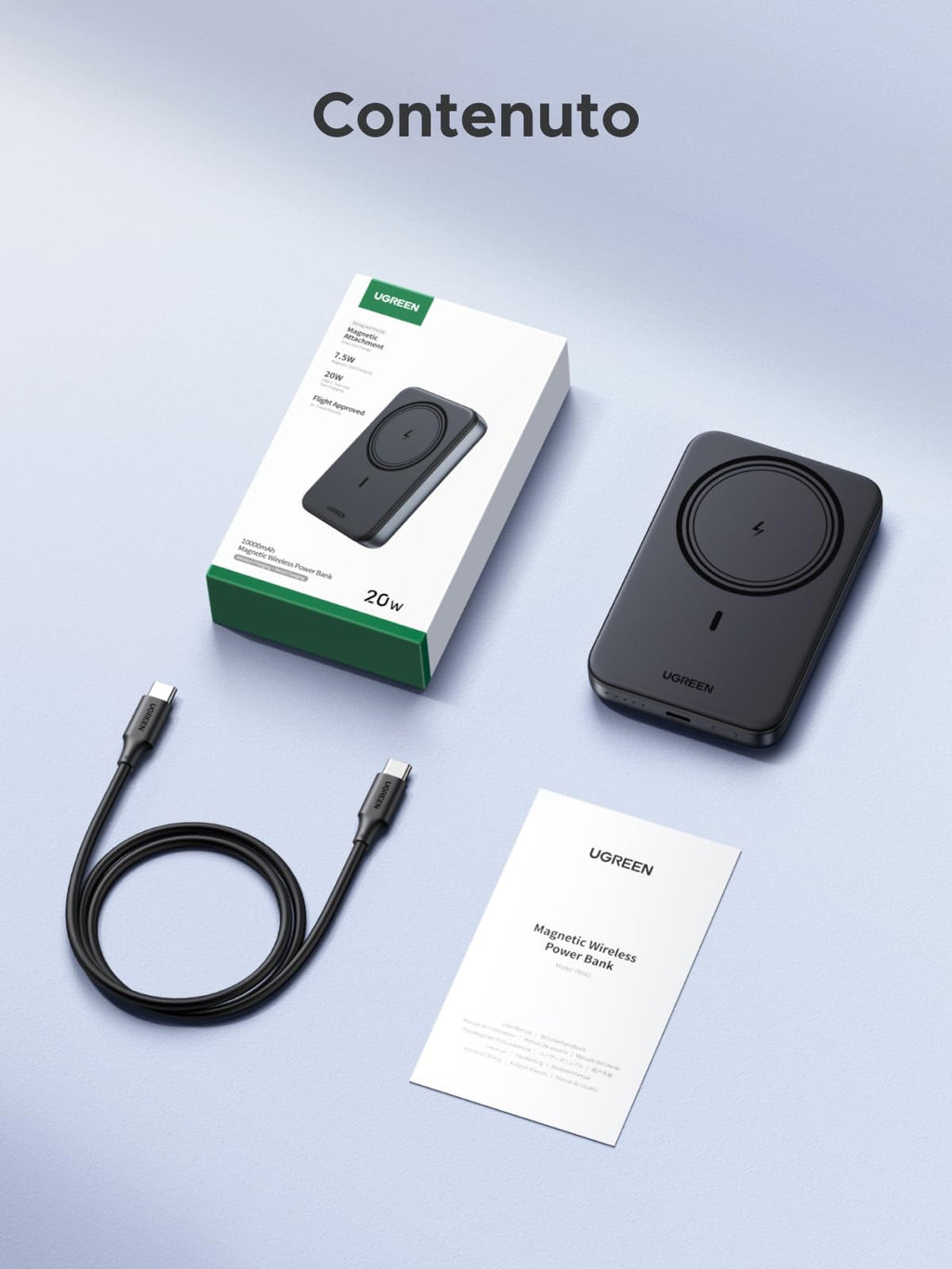 UGREEN Nexode Power Bank Magnetico 10000mAh, Caricatore Portatile Wireless con 20W USB C