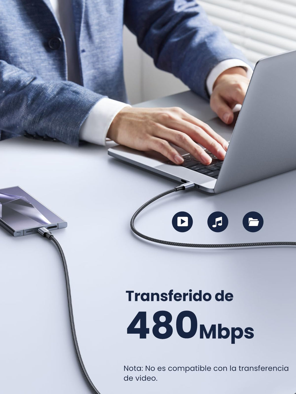 UGREEN 2Pack Cable USB C Carga Rápida PD 3.0 100W, Tipo C