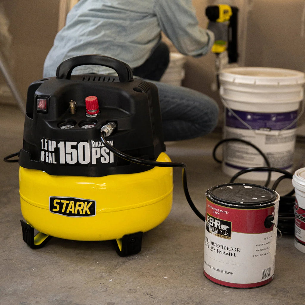 Stark 6 Gallon Pancake Air Compressor Combo Kit with 18 Ga Brad Nailer, 150 PSI, Oil-Free