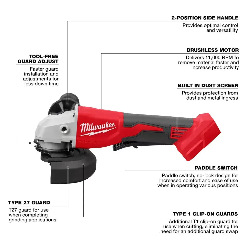 Milwaukee Pre-Sale 2686-20 M18 18V 4-1/2 / 5 Cut-Off Grinder Paddle Switch - Bare Tool
