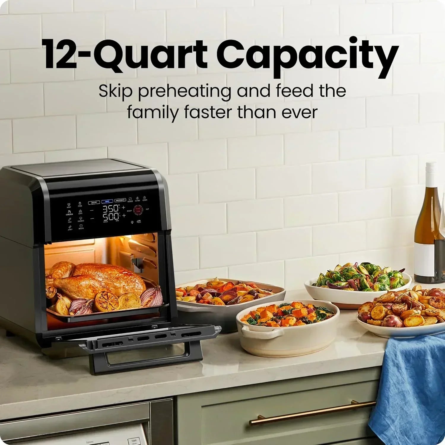 Chefman Compact 6.3-Quart Digital Air Fryer with Rotisserie Dehydrator and Convection Oven