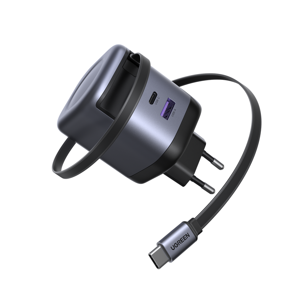 UGREEN Nexode หัวชาร์จแบบยืดหดได้ บิวท์อินสาย USB-C 45W