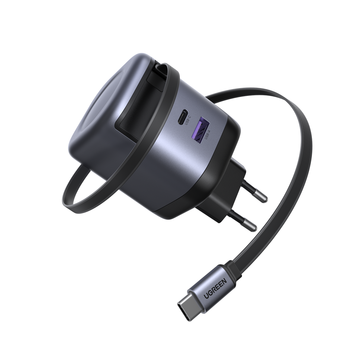 UGREEN Nexode หัวชาร์จแบบยืดหดได้ บิวท์อินสาย USB-C 45W