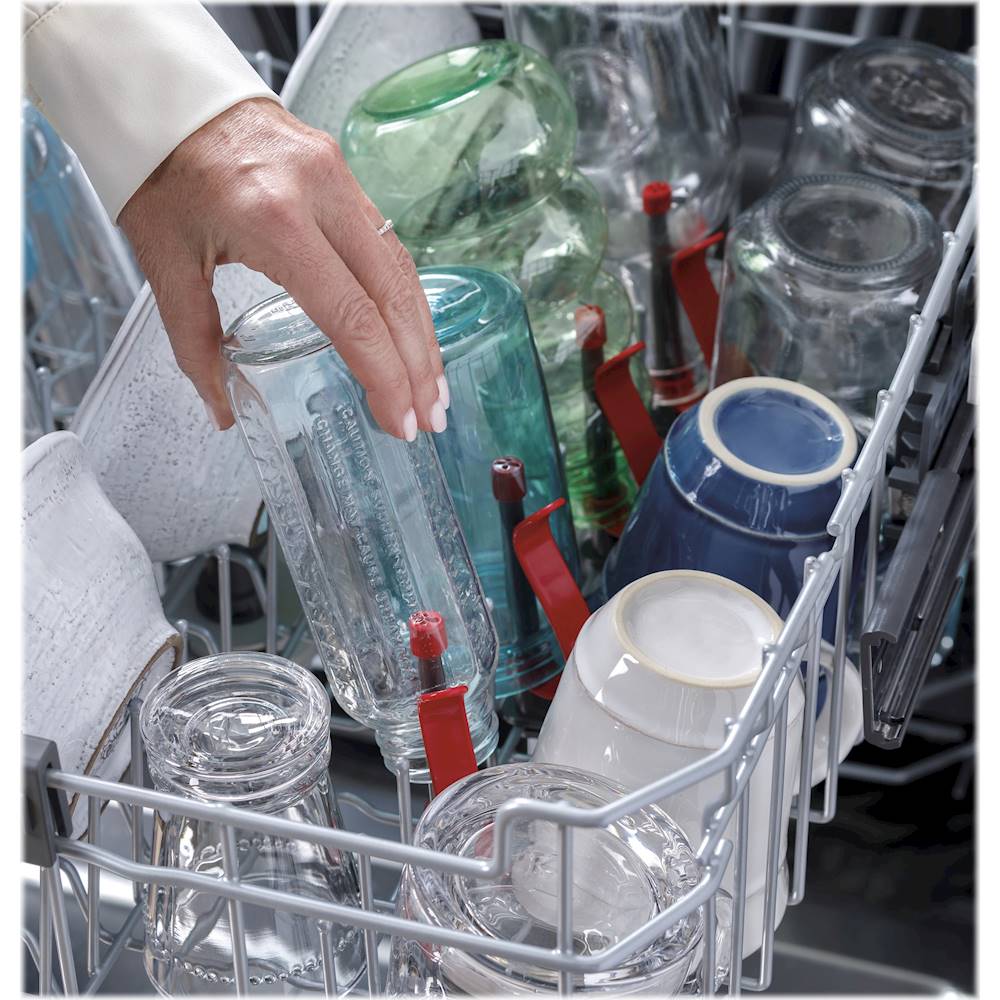 GE - Top Control Built-In Dishwasher with Stainless Steel Tub, 3rd Rack, 46dBA - Black slate