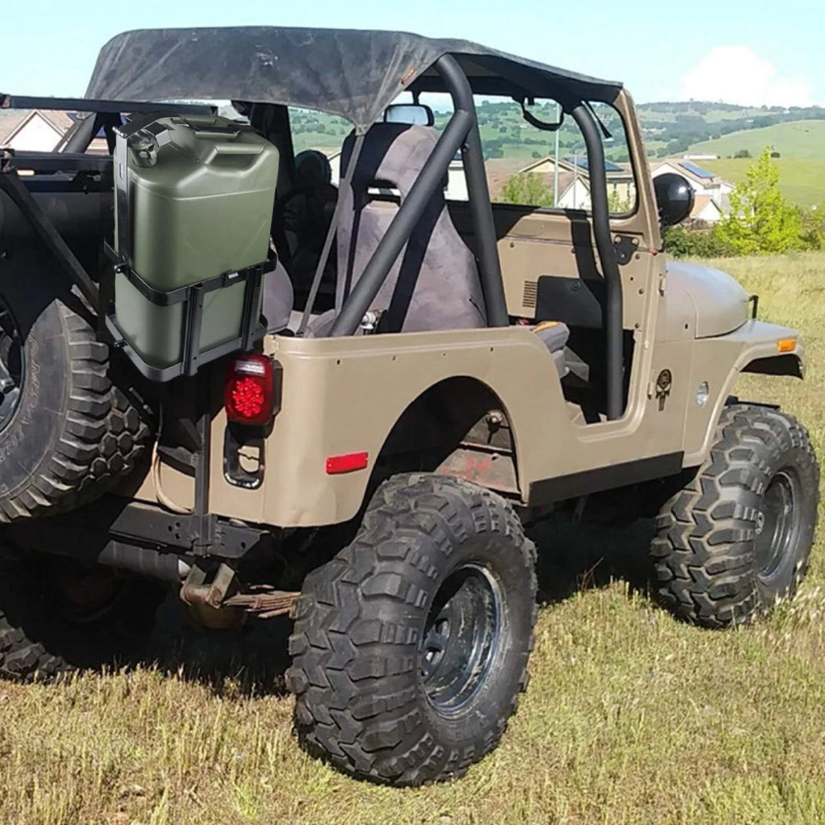 EUBUY Adjustable Metal Jerry Can Holder for 10L/20L Fuel Tank Lockable Fuel Oil Petrol Water Alcohol Container Carrier