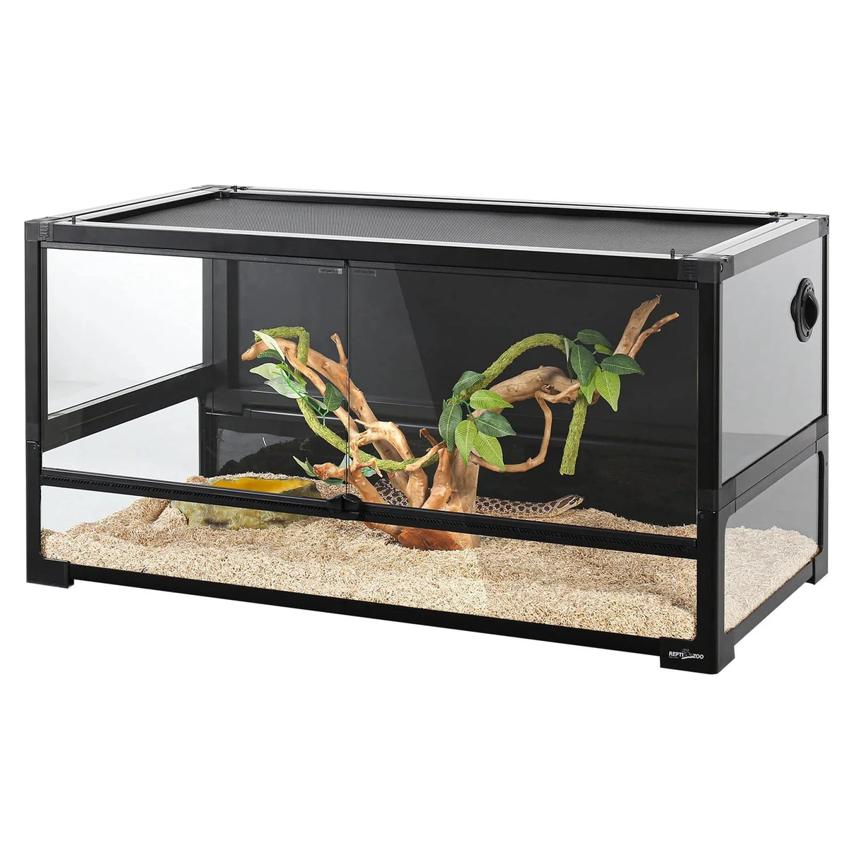 REPTI ZOO 40 Gallon Tempered Glass Reptile Large Terrarium Tank Reptile Terrarium 36x18x18, Easy Folding