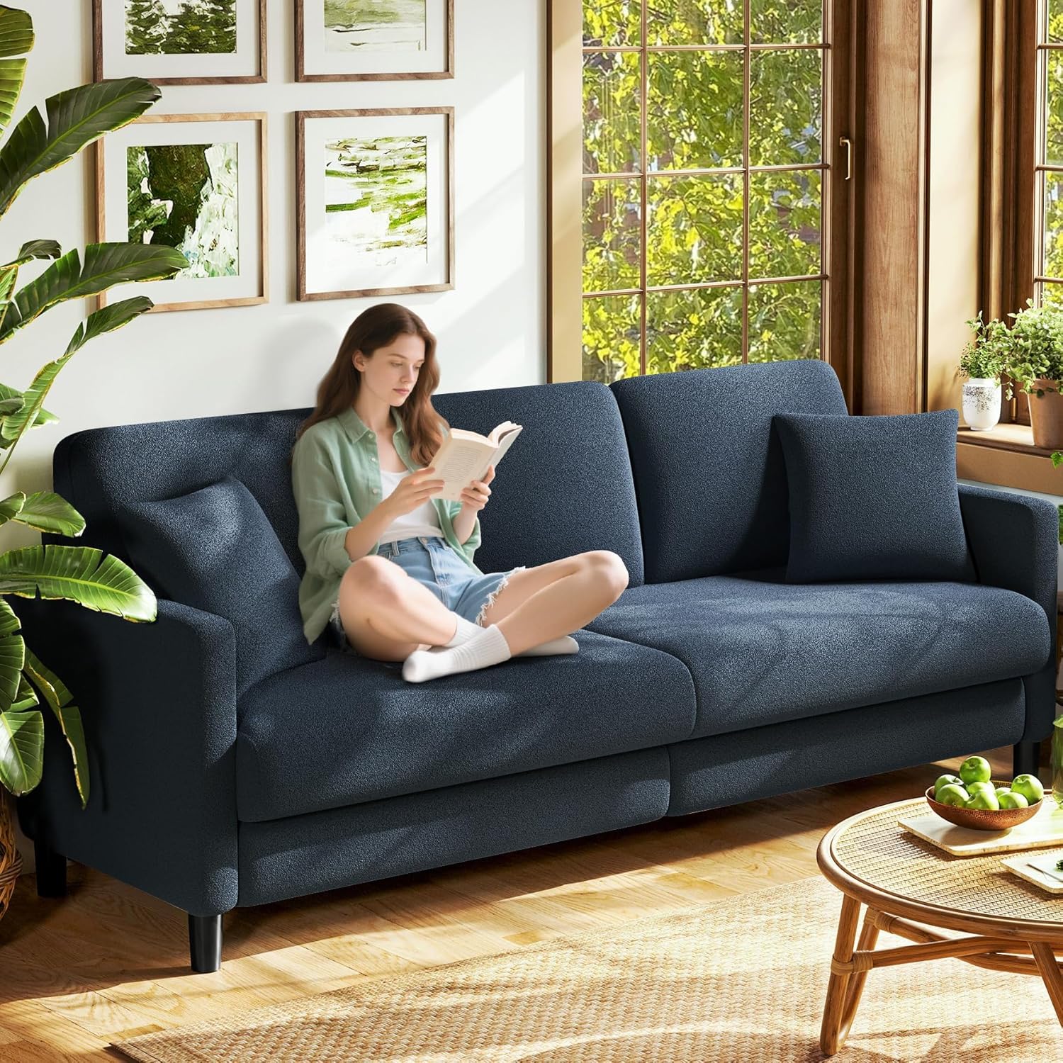 83 inch Couches for Living Room Comfy Sofas for Living Room Teddy Sofa Couch Tool Free Setup