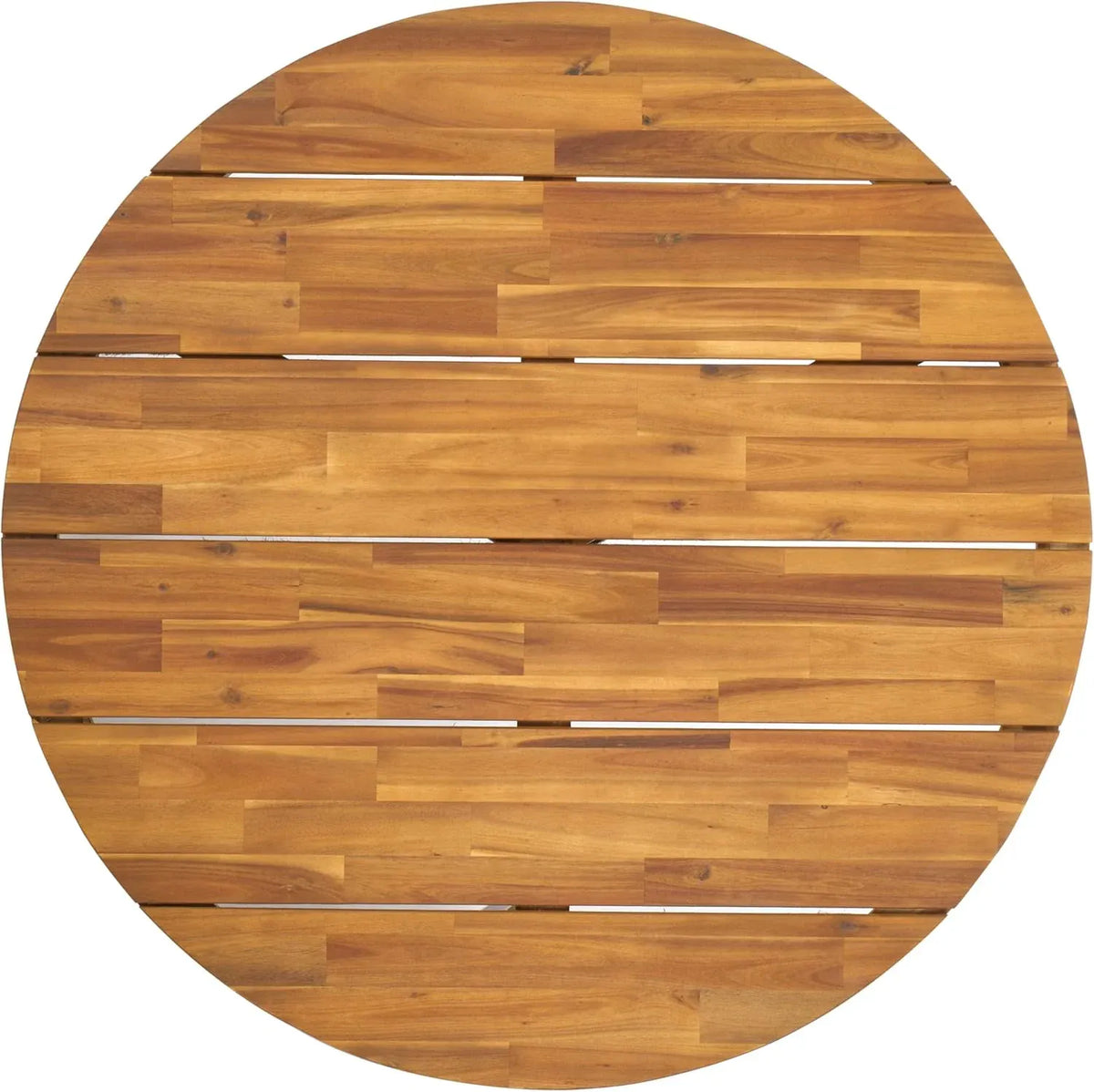 Outdoor Collection Leo Natural/Black Solid Wood Round Coffee Table