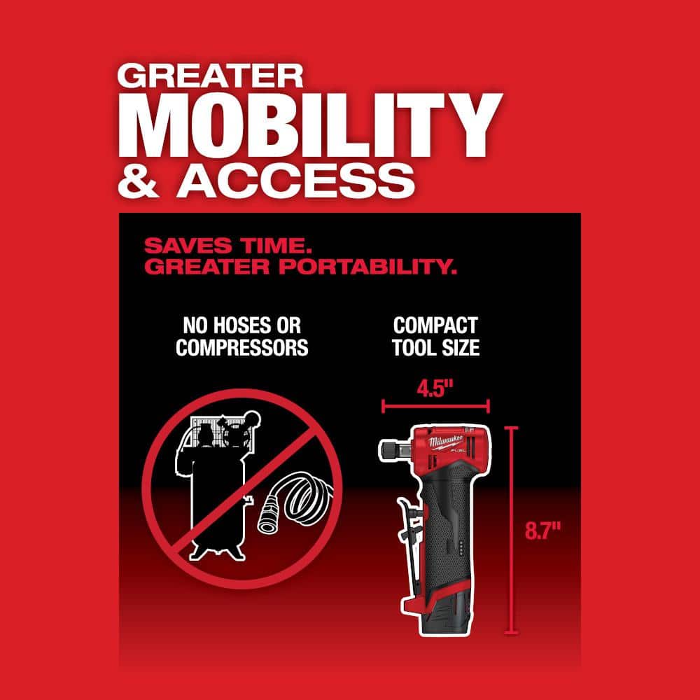 M12 FUEL 12V Lithium-Ion Brushless Cordless 1/4 in. Right Angle and Straight Die Grinder Kit (Tool-Only Kit) 2485-20-2486-20