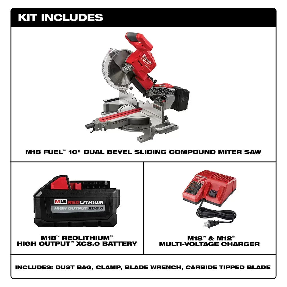 Milwaukee 2734-21 M18 FUEL 18V 10 Dual Bevel Sliding Compound Miter Saw Kit