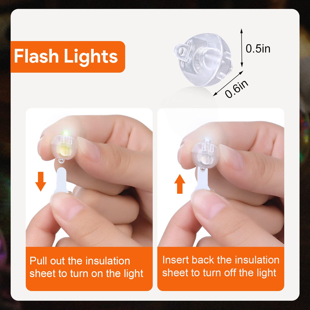 100PCs Mini Led Lights, Led Balloons Light up Balloons for Party Decorations Neon Party Lights for Paper Lantern Easter Eggs Birthday Party Wedding Halloween Christmas Decoration - Blinking White
