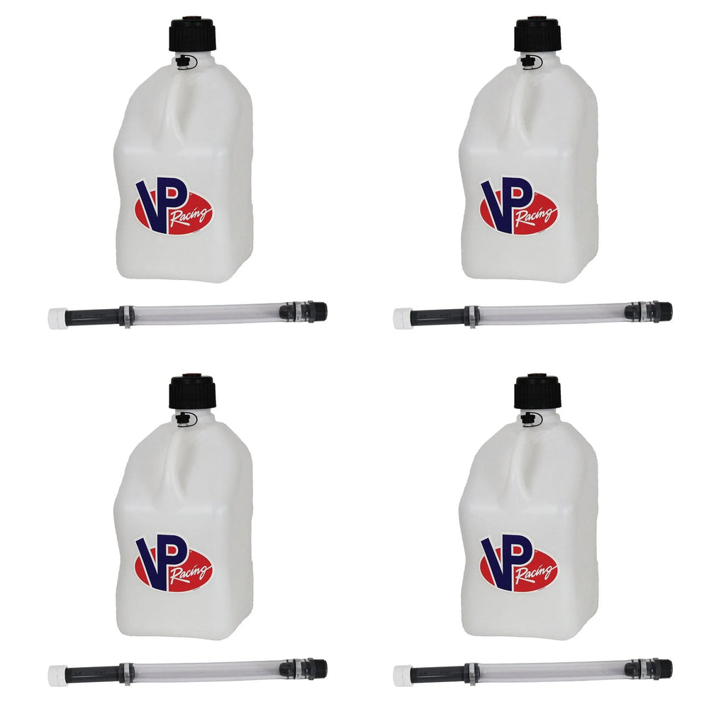 VP Racing Fuels Motorsport 5.5 Gal Utility Jug w/ 14 Hose, White (4 Pack)