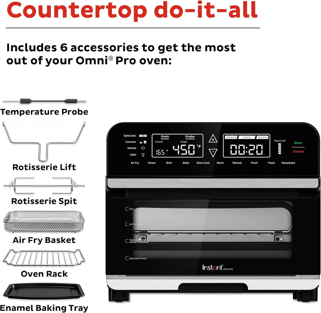 Instant Pot Omni Plus 19QT/18L Toaster Oven Air Fryer, 10-in-1 Functions, Fits 12 Pizza, Crisp, Broil, Bake, Roast, Toast, Warm, Convection, 100+ In-App Recipes, from the Makers of Instant Pot, Black