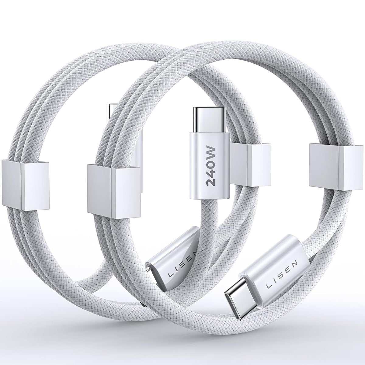LISEN 2 Pack 240W USB C to USB C Cable 1M Charger Cable White
