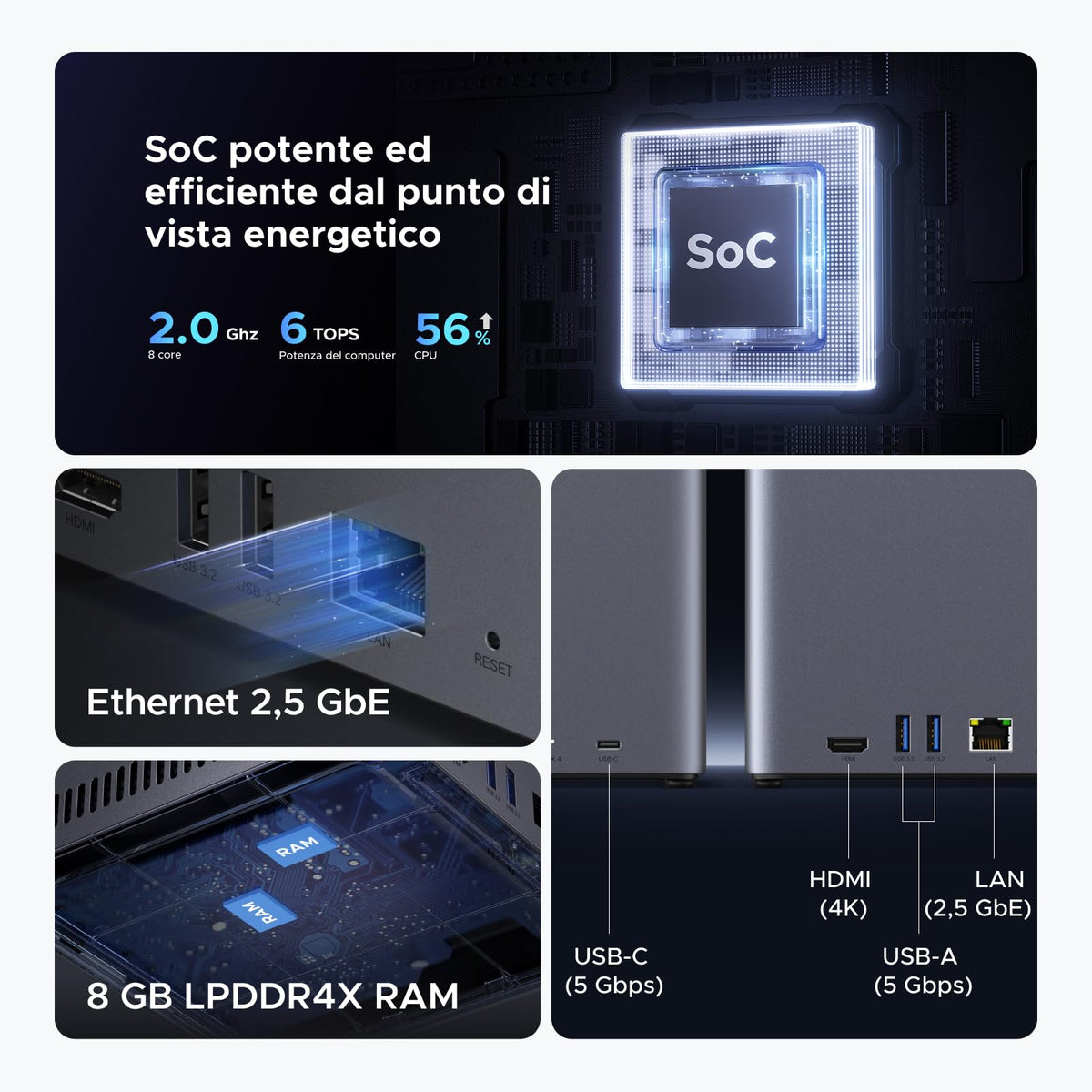 UGREEN NASync DH4300 Plus, NAS Desktop a 4 Bay