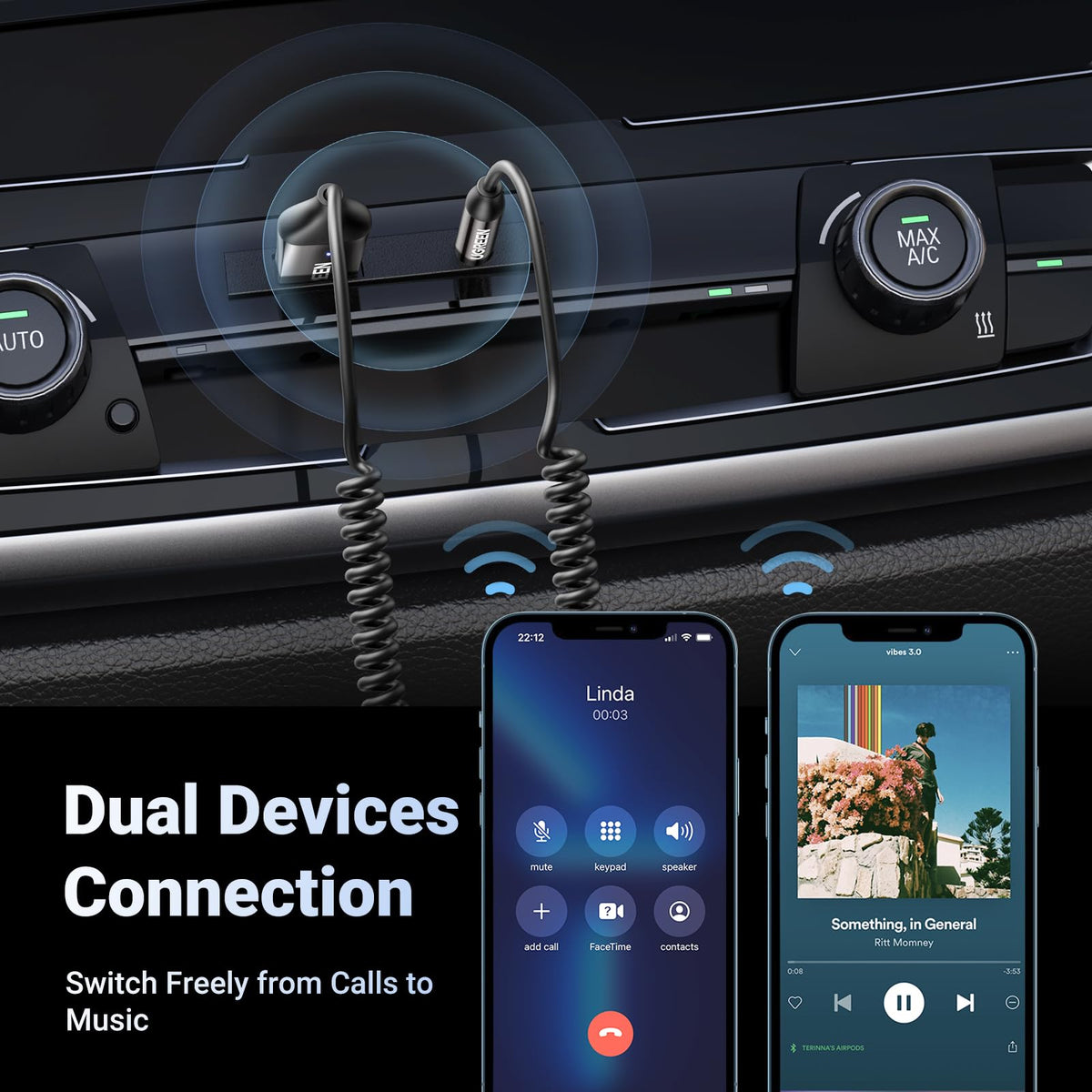 UGREEN Bluetooth Araç Alıcı (Mikrofonlu)